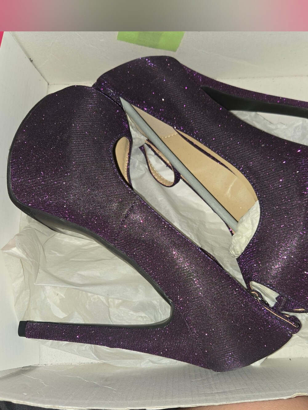 Shoedazzle Purple Glitter High Heel Pumps - Women's Dress Shoes